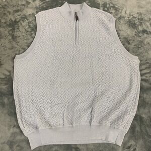 Martin Golf Waffle Knit Mockneck Zip Sweater Vest Frost Medium Alpaca Wool New